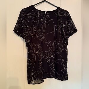Calvin Klein Black Leaf Print Blouse
